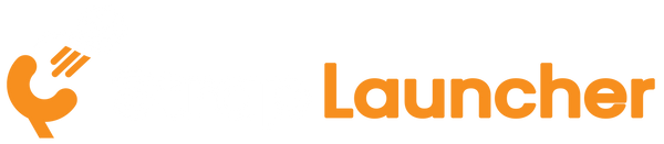 White and orange logo for Strap Launcher