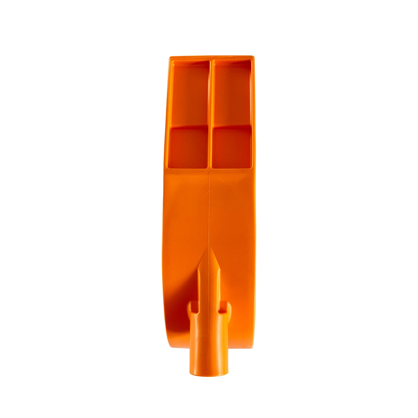 Rear view of orange strap launcher tool with 'Straplauncher.com.au' branding on a white background